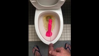Tasting my own Piss & Cum off of a suction cup dildo that was left in the toilet bowl for me to suck