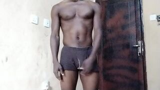 African Hunk Piss Drinking whipping his cock and ass getting hard