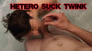 twink gets his cock sucked by straight guy in public bath (French Twink)