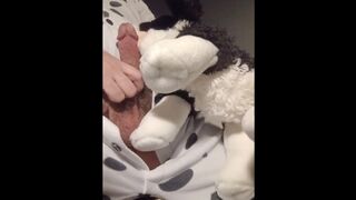 Border Collie Plushie Licks And Makes Onesie Pubby Cum!