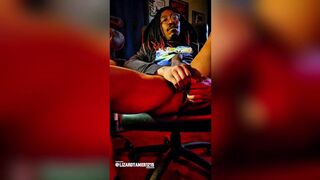 Moaning and stroking my BBC while playing with toys