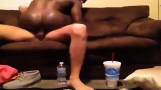 Black Gay Is Riding On A White Cock