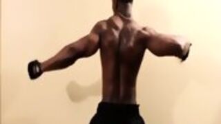 Muscular Ebony Jock Wanking His Cock