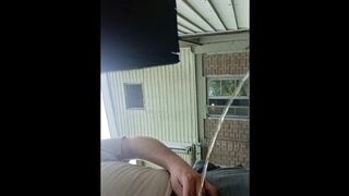 Sean doin yard work n takes a piss break