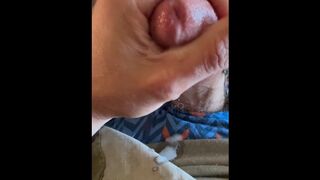 Getting horny at the shop - jerking in sarge's office in uniform - shooting loads of cum in barracks