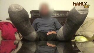 MY TOE IS MY LOLLIPOP - LESS CALORIES THEN A TIC-TAC - CUM FEET SOCKS SERIES - MANLYFOOT