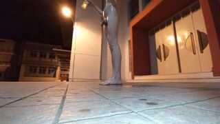 Playing naked with piss in public
