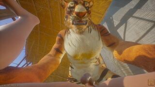 Tiger Furry Knotting Gay Teen Guy POV