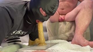 Faggot cocksucker under his alpha's foot