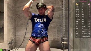 Muscle god shower Cumshot!