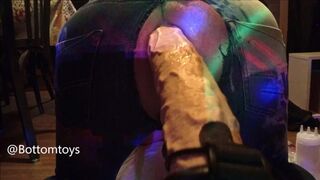 Fucking machine + Giant rambone dildo + gay fart