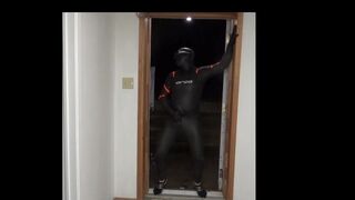 cumming inside orca wetsuit at door