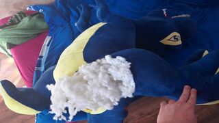 Playing with the Big Blue Dinosaur and destroying it