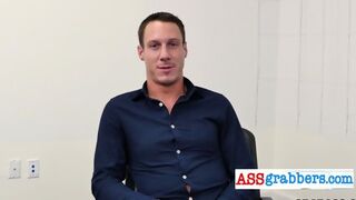 GAY Nerd Sucks MANAGER S Cock Before Getting Fucked By Coworker