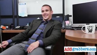 Queer Hardcore Threesome With White Hunks And Studs At The Office