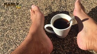 HEY THERE GOOD MORNING - HAVE A GORGEOUS DAY - CUM FEET SOCKS SERIES - MANLYFOOT - CUM COFFEE