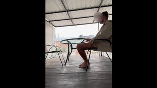 Jerking off on the balcony of my airbnb in colombia and cumming hard! Public jerk off