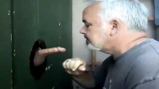 Glory Hole Fun: Amateur Daddy Blowjob And Cum Eating