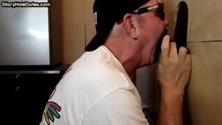 Gloryhole Mature DILF Blowing And Tugging Black Cock