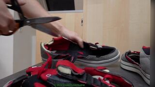 Cutting Adidas Neo shoes and fuck them