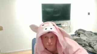 playing with myself in a piggy onesie