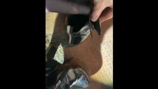 Cute sissy goes for a drive with black stockings