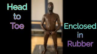 Covered Head to Toe in Rubber - Wearing Black Transparent Latex Total Enclosure Suit