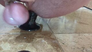Masculine Anal slut Rough dildo DP and handsfree nutt.