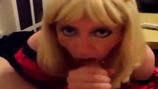 Submissive Crossdresser's Blowjob Training